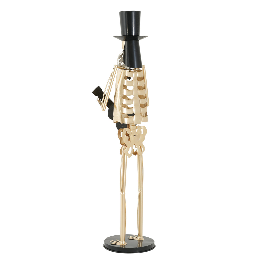 Metal Skeleton Musician Statue
