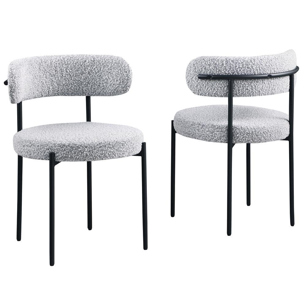 Contemporary Dining Chair Set of 2, Boucle Fabric Upholstered Kitchen Chair