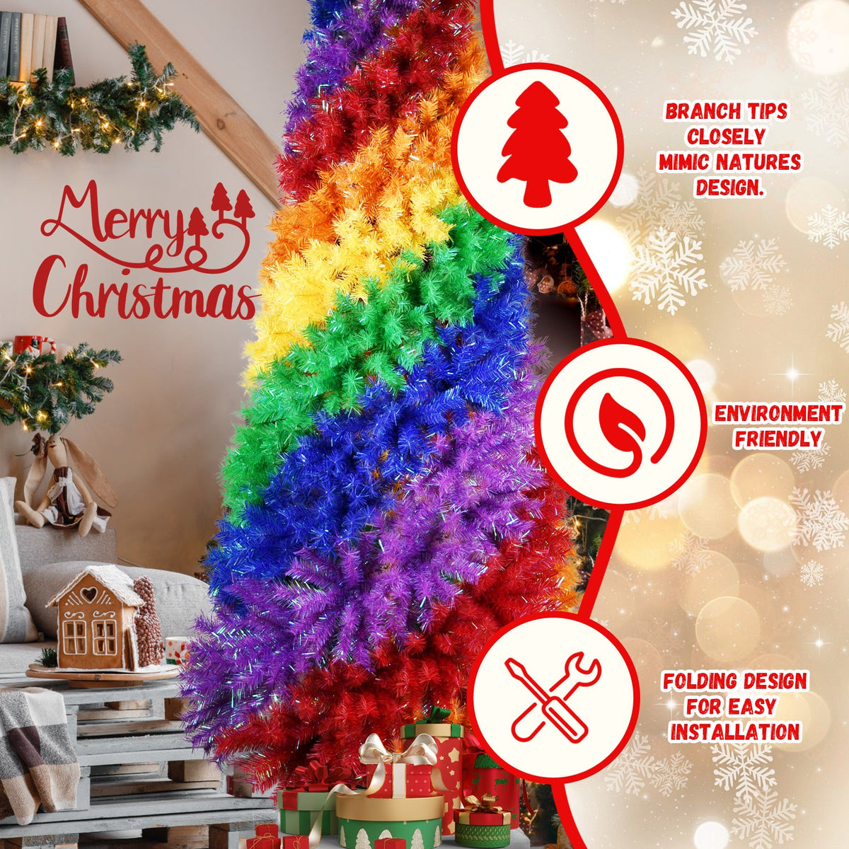 9ft Rainbow Spiral Christmas Tree