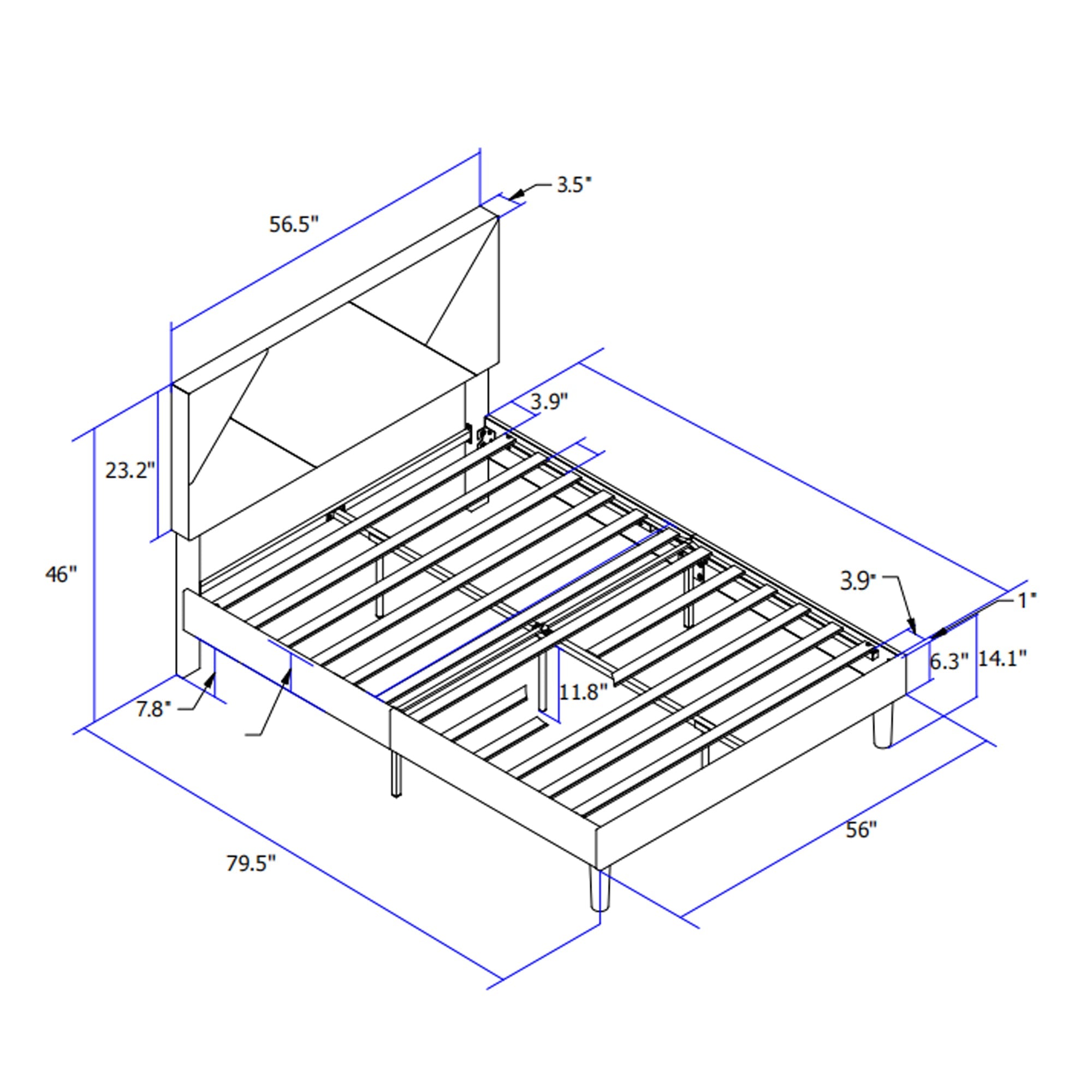 Full Size Upholstered Platform Bed Frame with Headboard