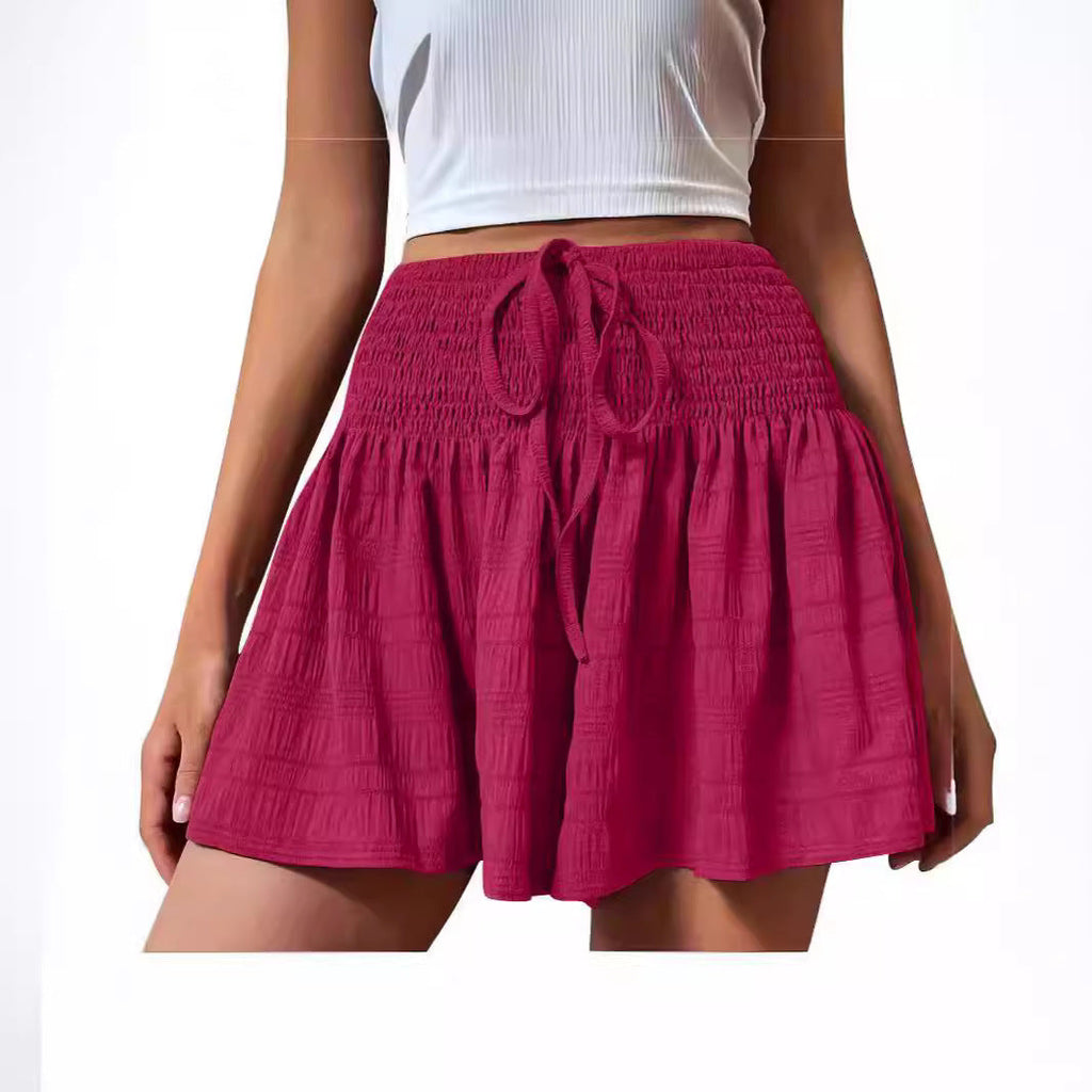 2026 Cross-Border European And American Women's Summer Fashion Solid Color Drawstring Sports Shorts