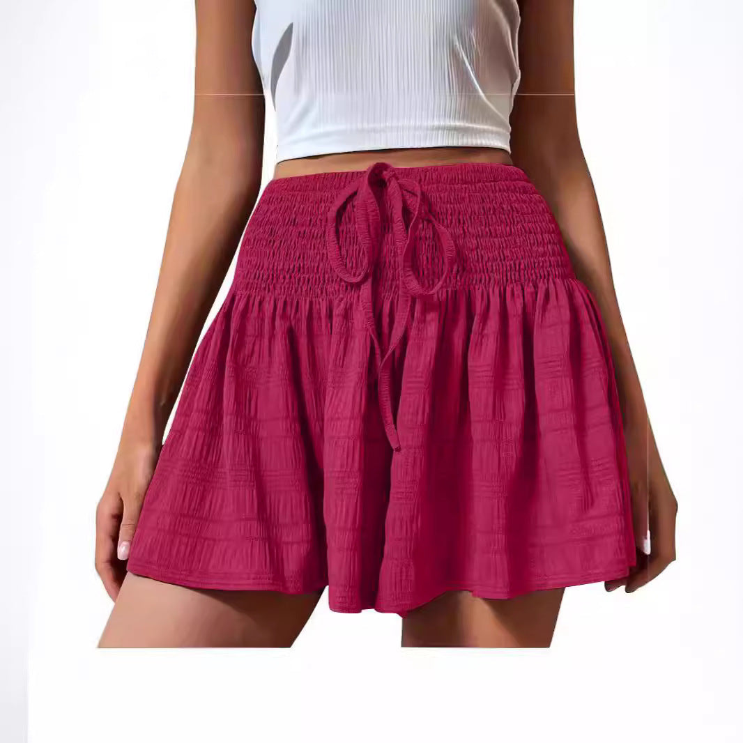 2026 Cross-Border European And American Women's Summer Fashion Solid Color Drawstring Sports Shorts