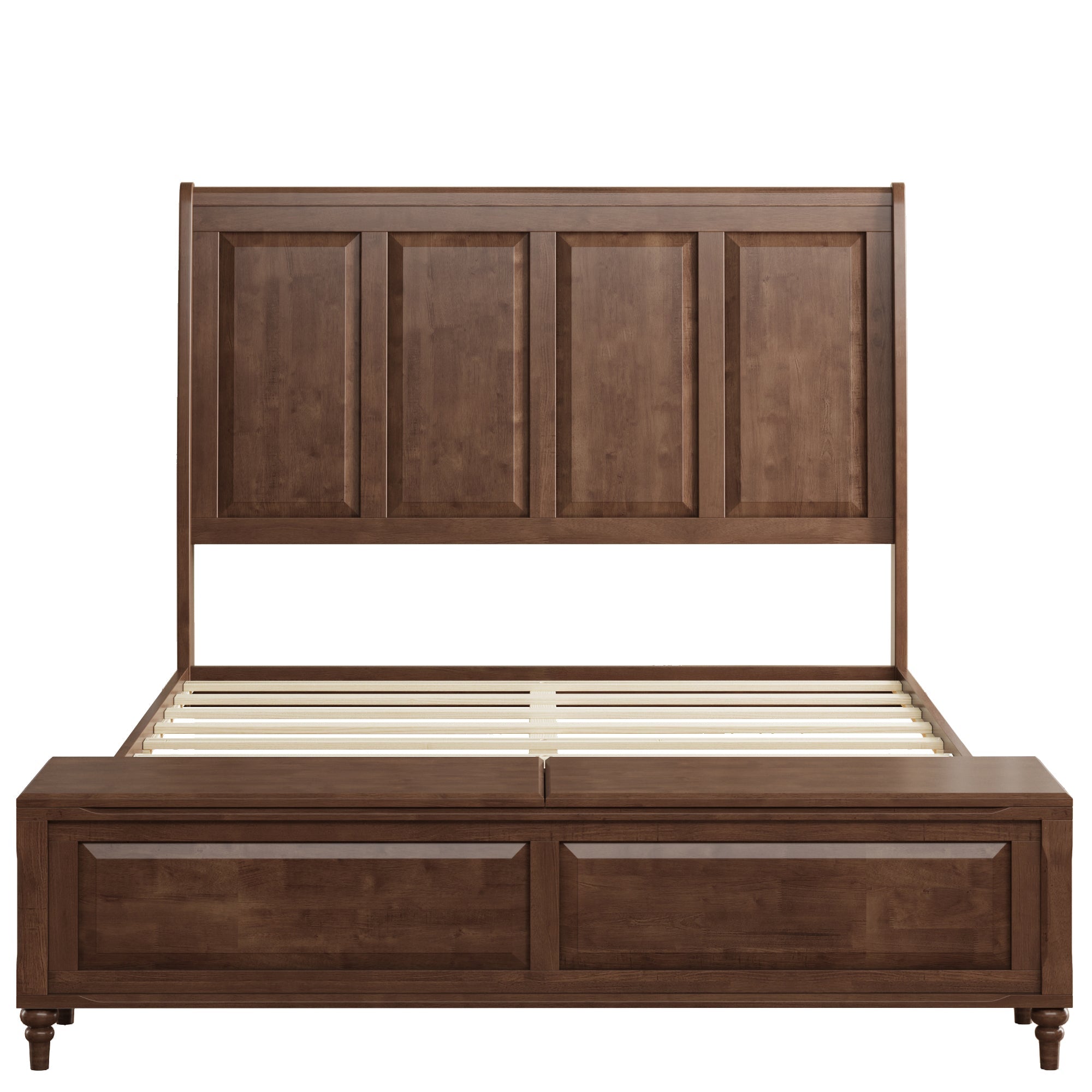 Queen Bed Frame with Tall Headboard and Storage Bench