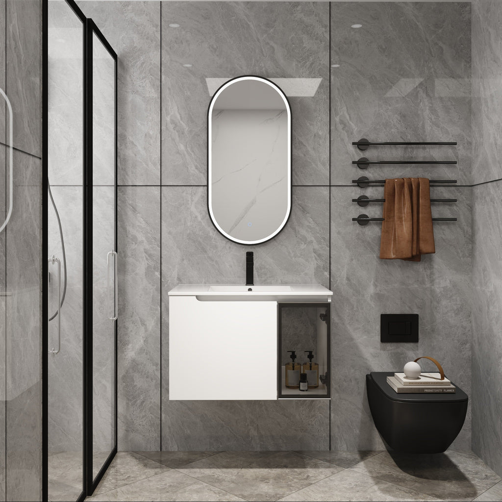 30" Wall-Mounted Bathroom Vanity With Ceramic Sink