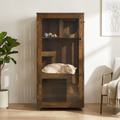 Basia Indoor Rubber Wood Cat Cabinet with Wheels