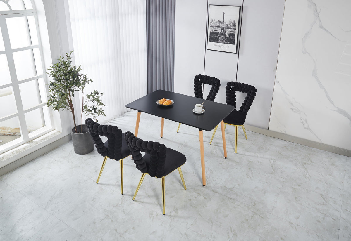 Modern Chair Set of 2 with Golden Color Iron Tube Legs