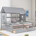 Twin Size House Platform Beds with Storage Drawers