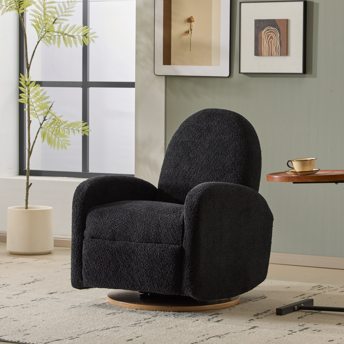 360 Swivel and Glider Recliner Chair - Black