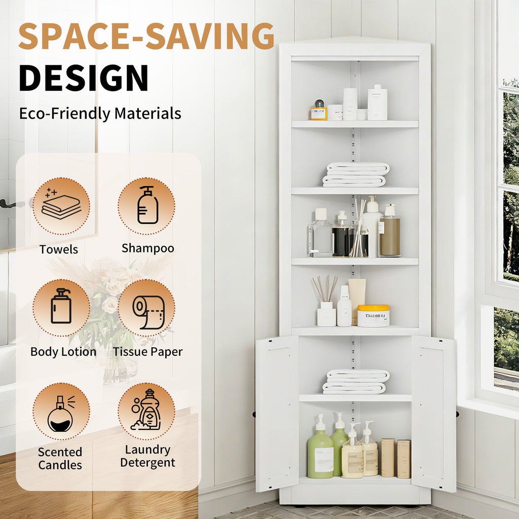 71" Tall Corner Storage Cabinet