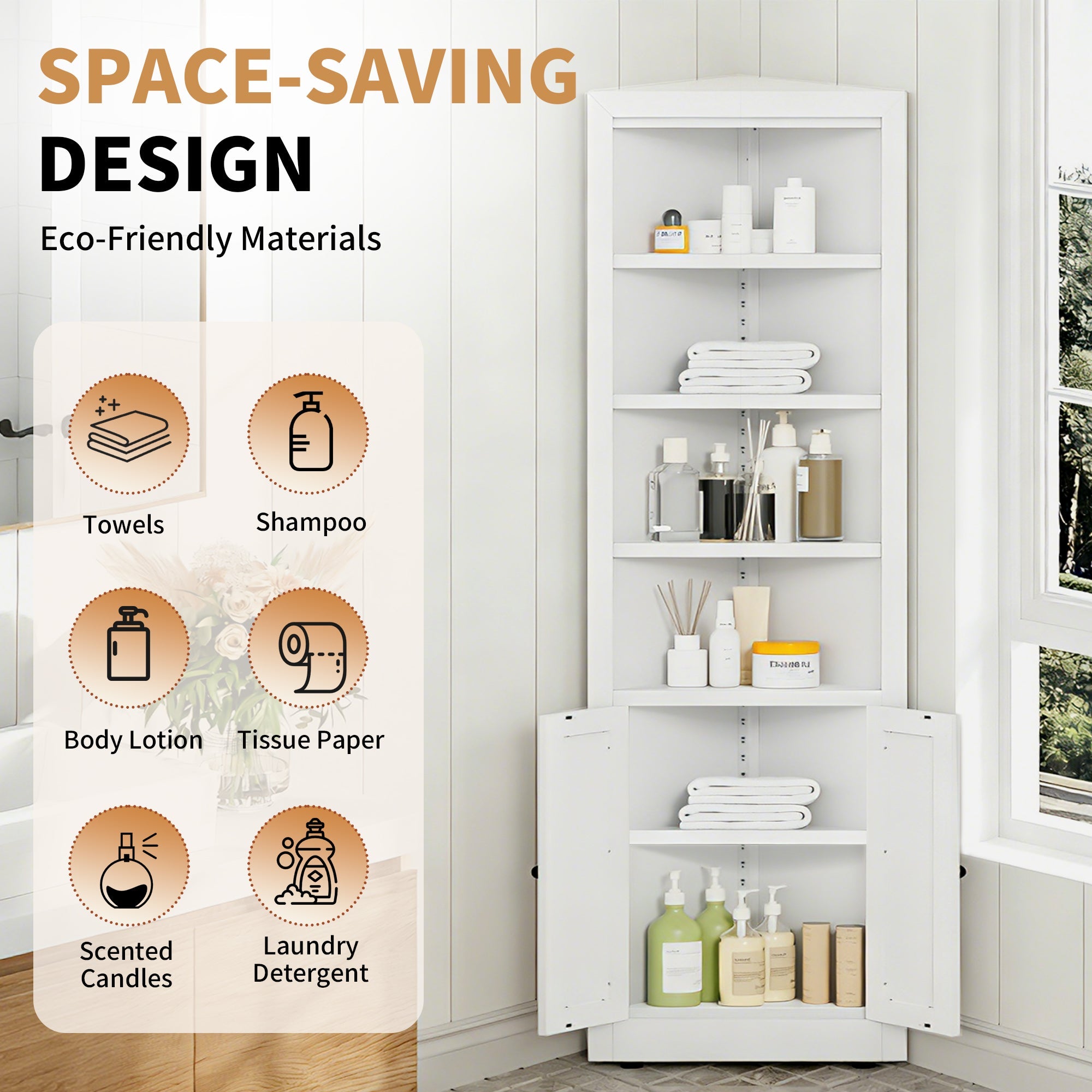 71" Tall Corner Storage Cabinet