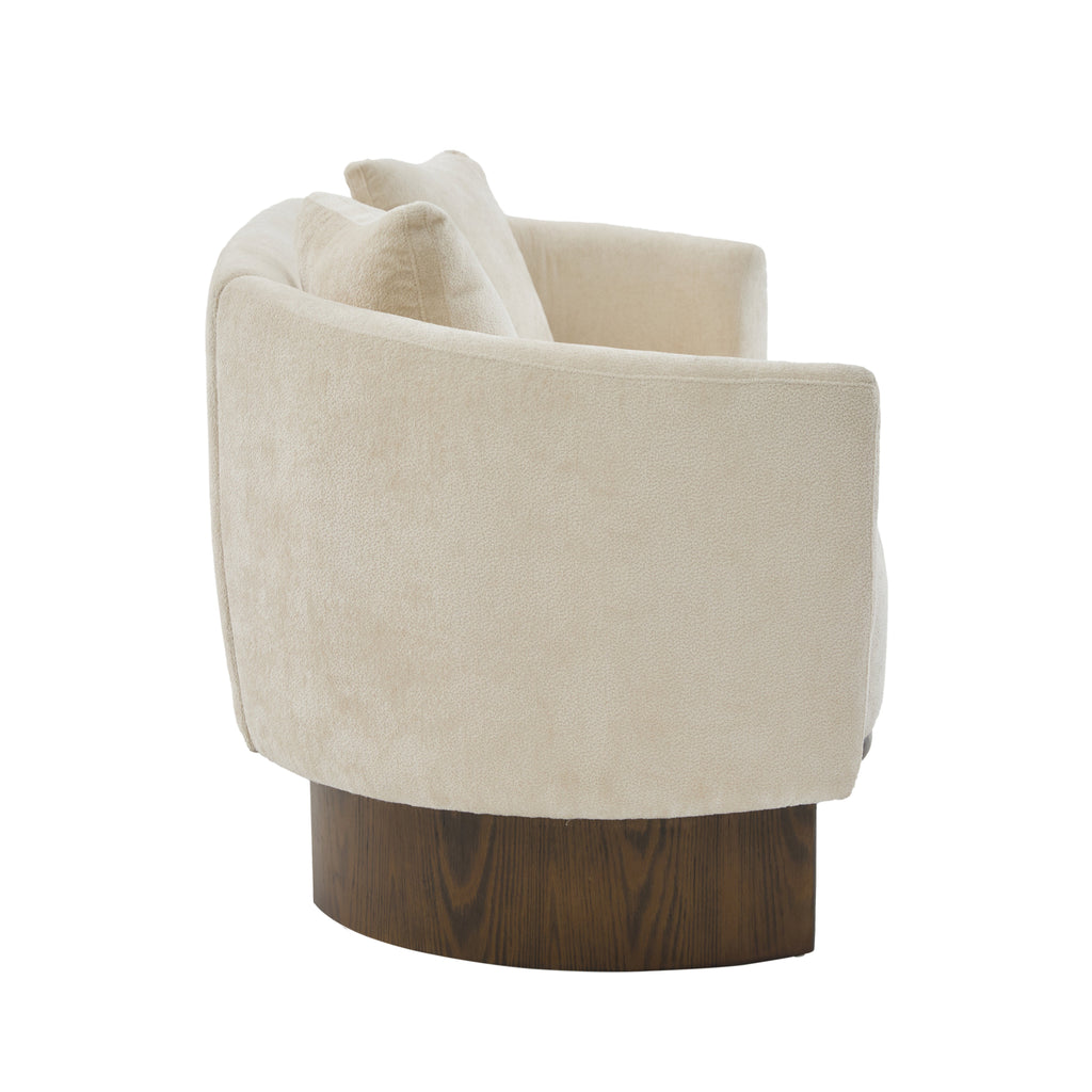 81 In. Curved Boucle Sofa with Wooden Base