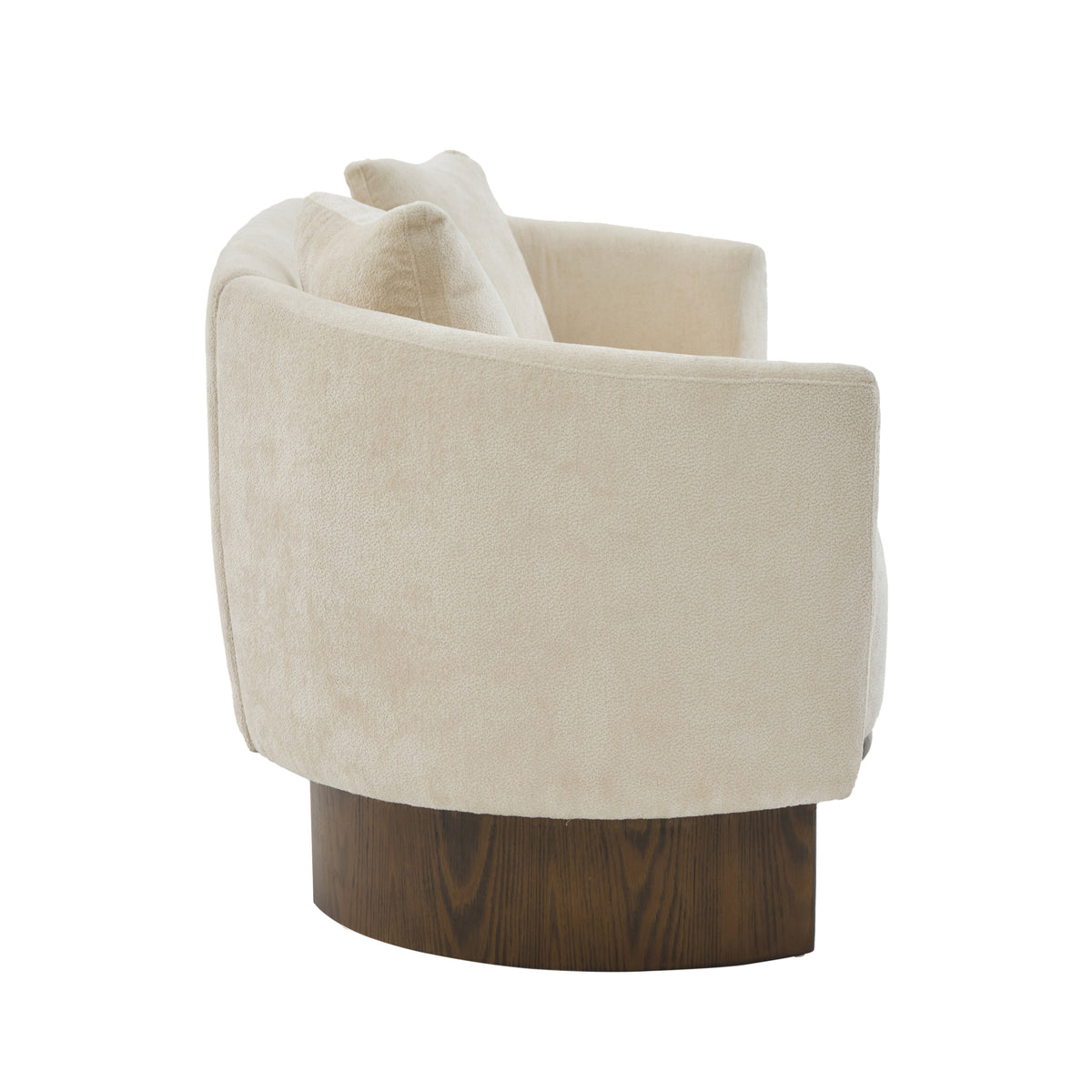 81 In. Curved Boucle Sofa with Wooden Base