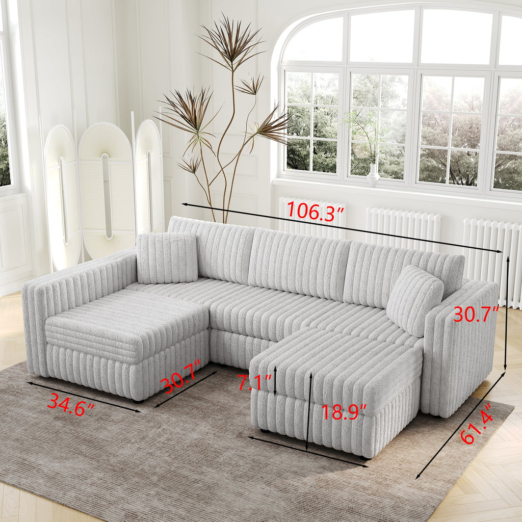 106.3" Soft U-Shaped 4-Person Sofa