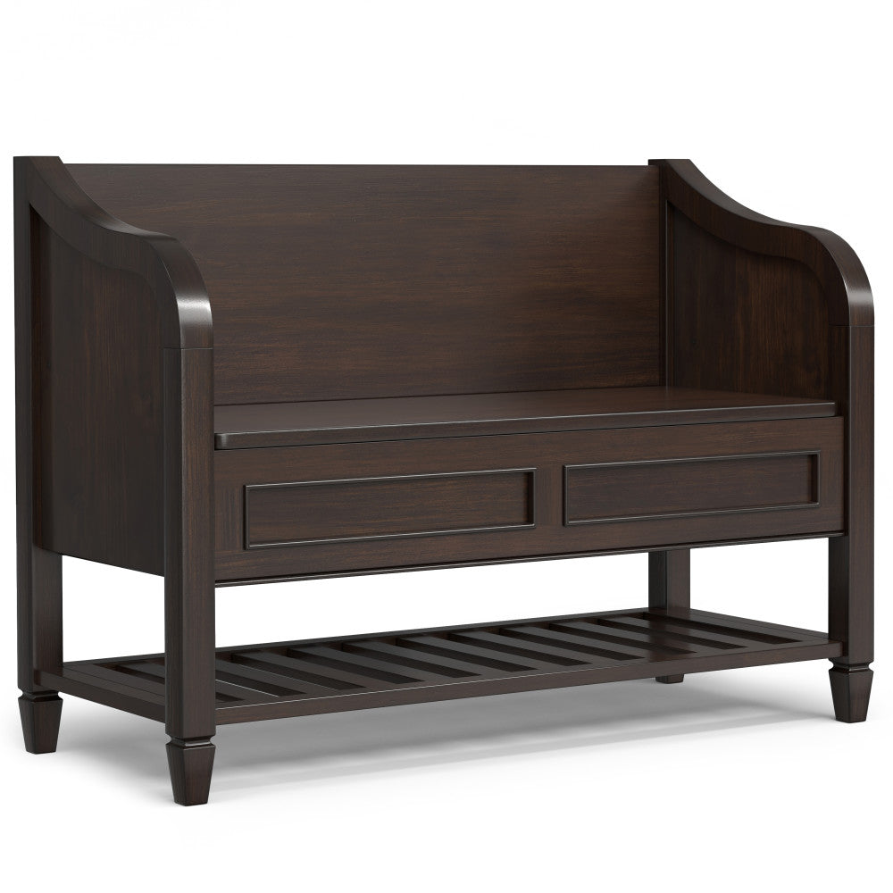 Connaught Solid Wood Entryway Storage Bench with Shelf