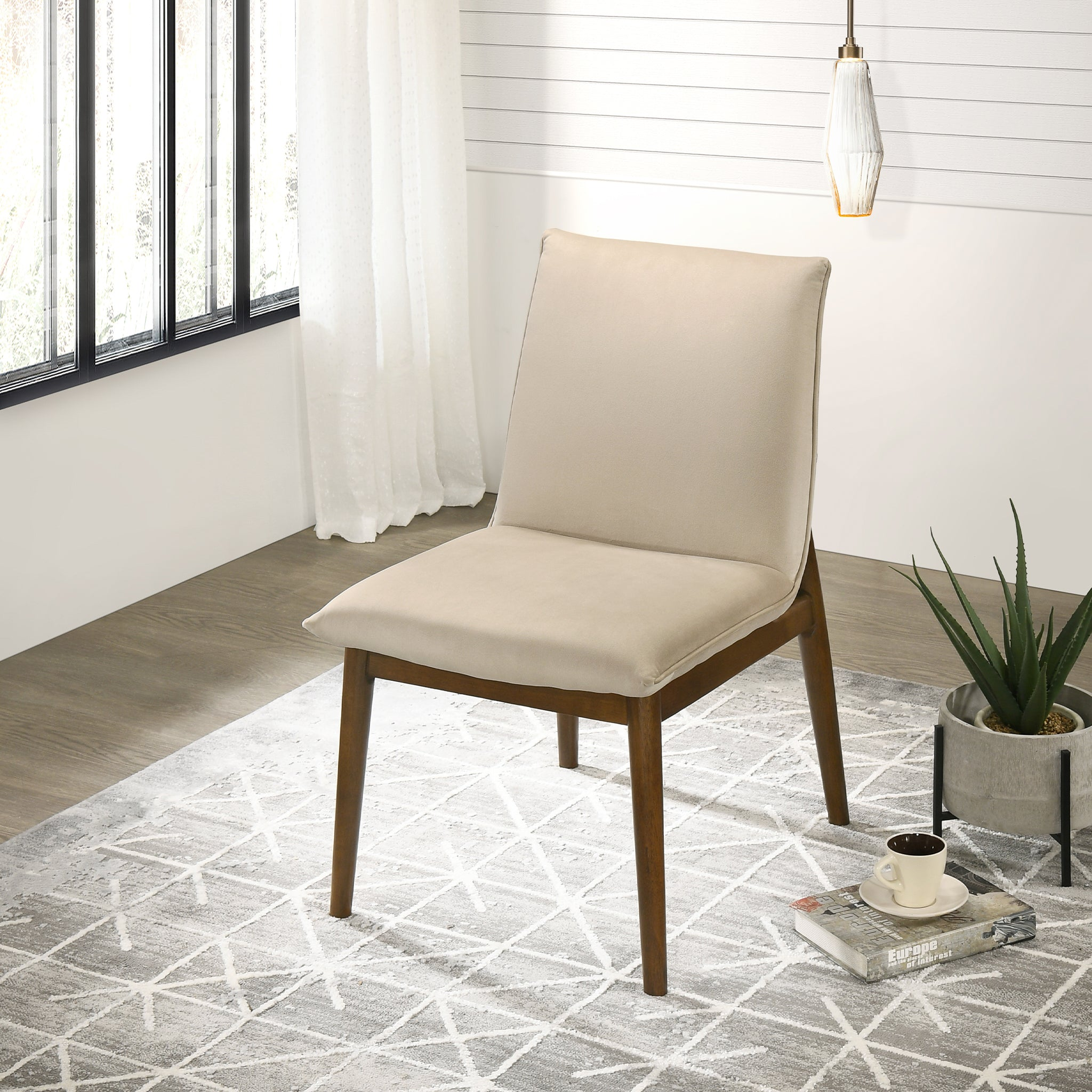 Monza Beige Velvet Dining Chair Set