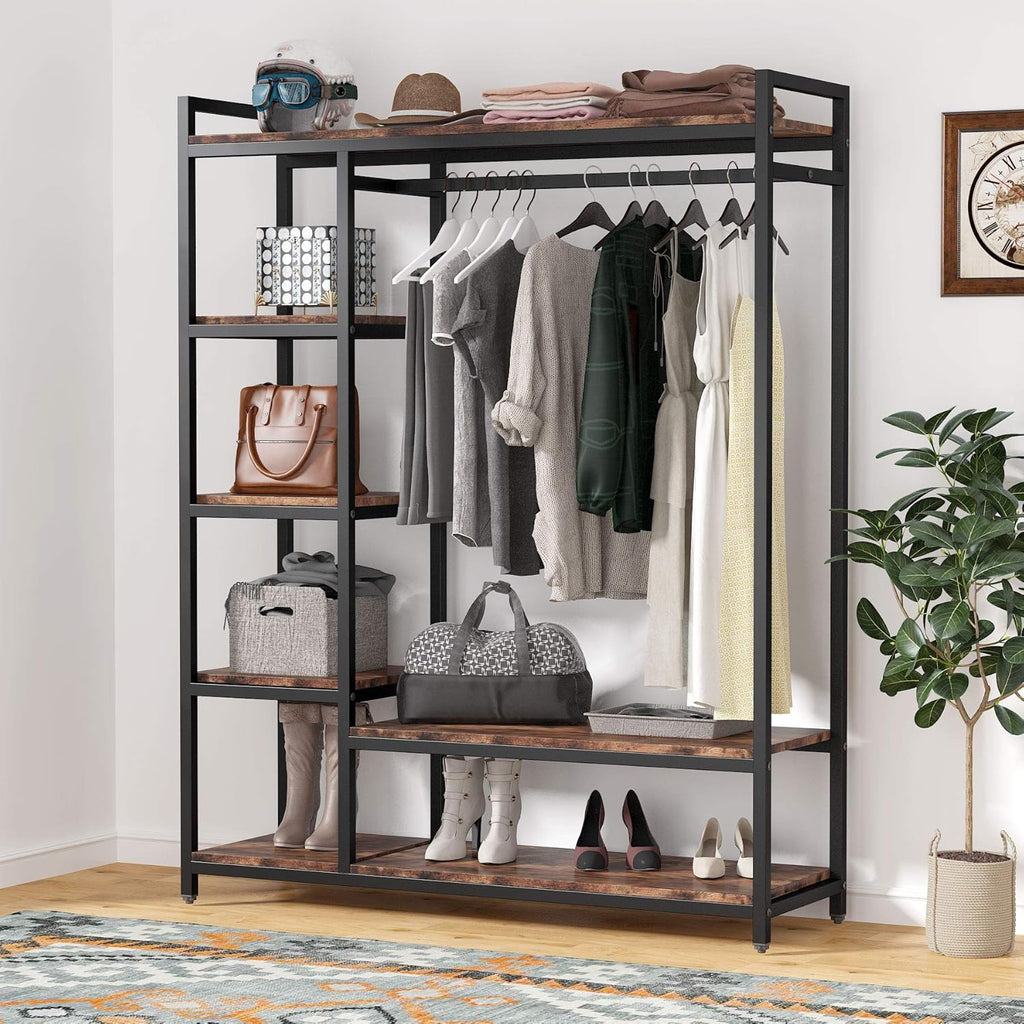 47.24" Rustic Brown Freestanding Closet Organizer