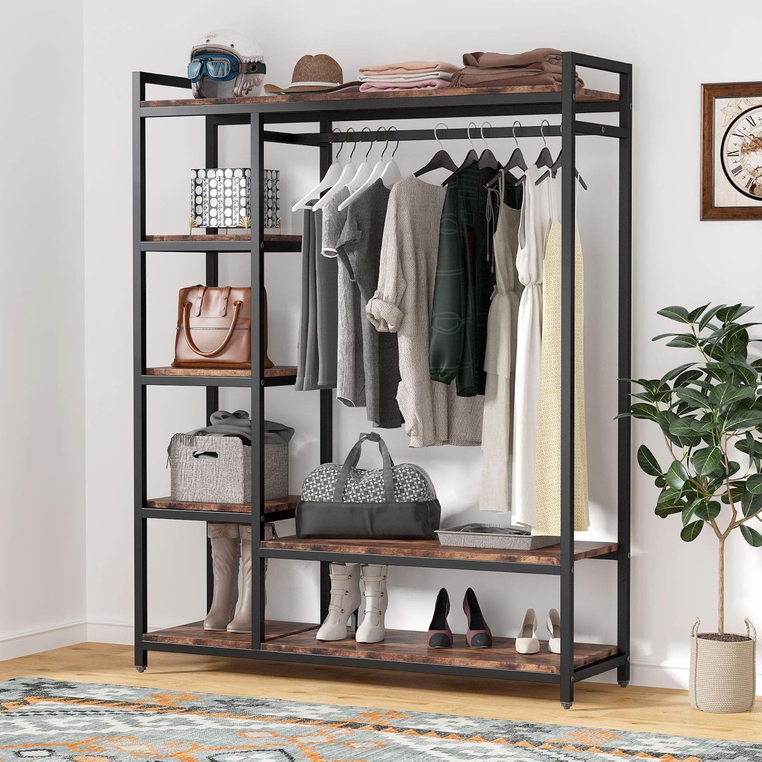 47.24" Rustic Brown Freestanding Closet Organizer