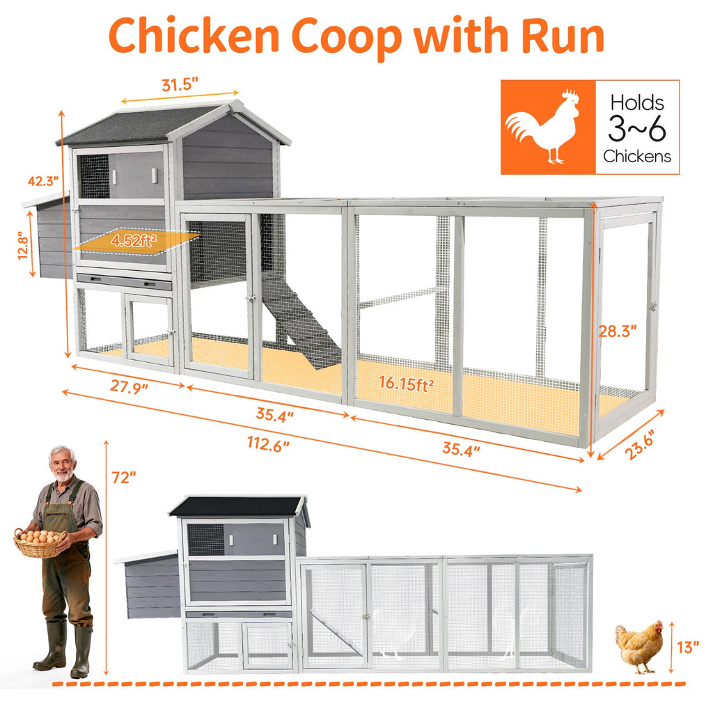 Gray Wooden Chicken Coop