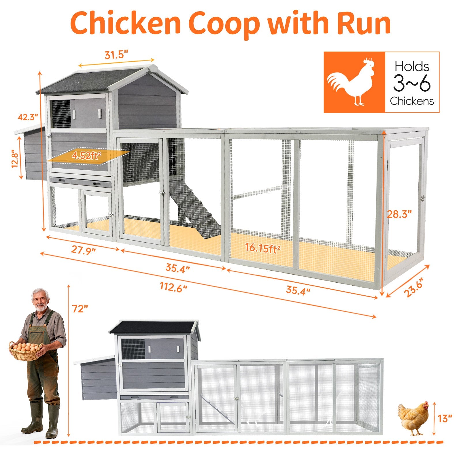 Gray Wooden Chicken Coop
