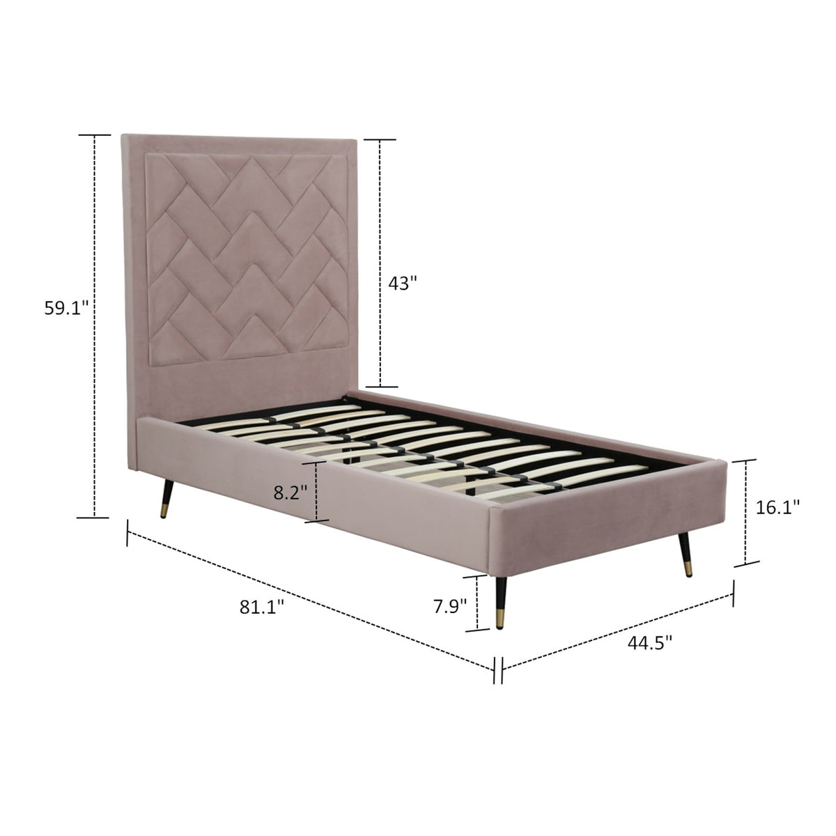 Crosby Upholstered Velvet Twin Bed