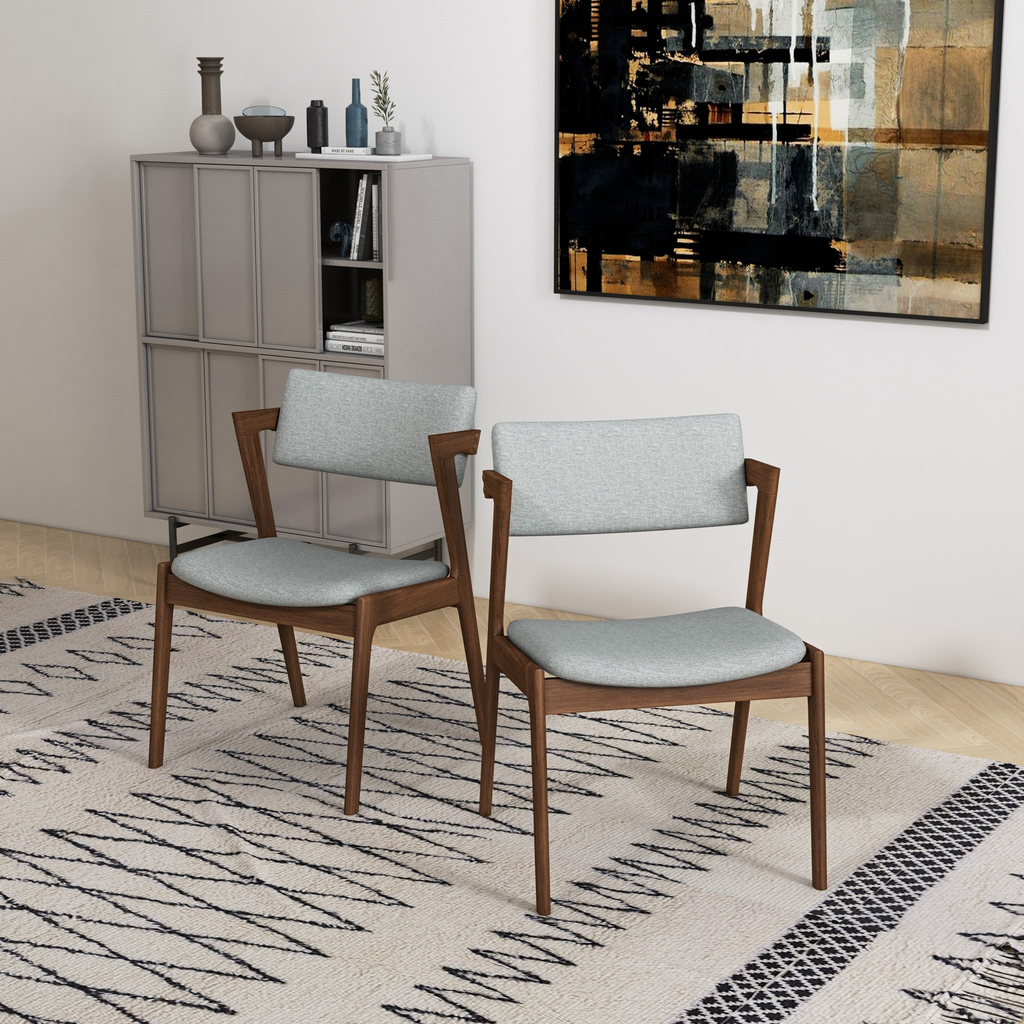 Edwin Light Gray Fabric Dining Chair Set of 2
