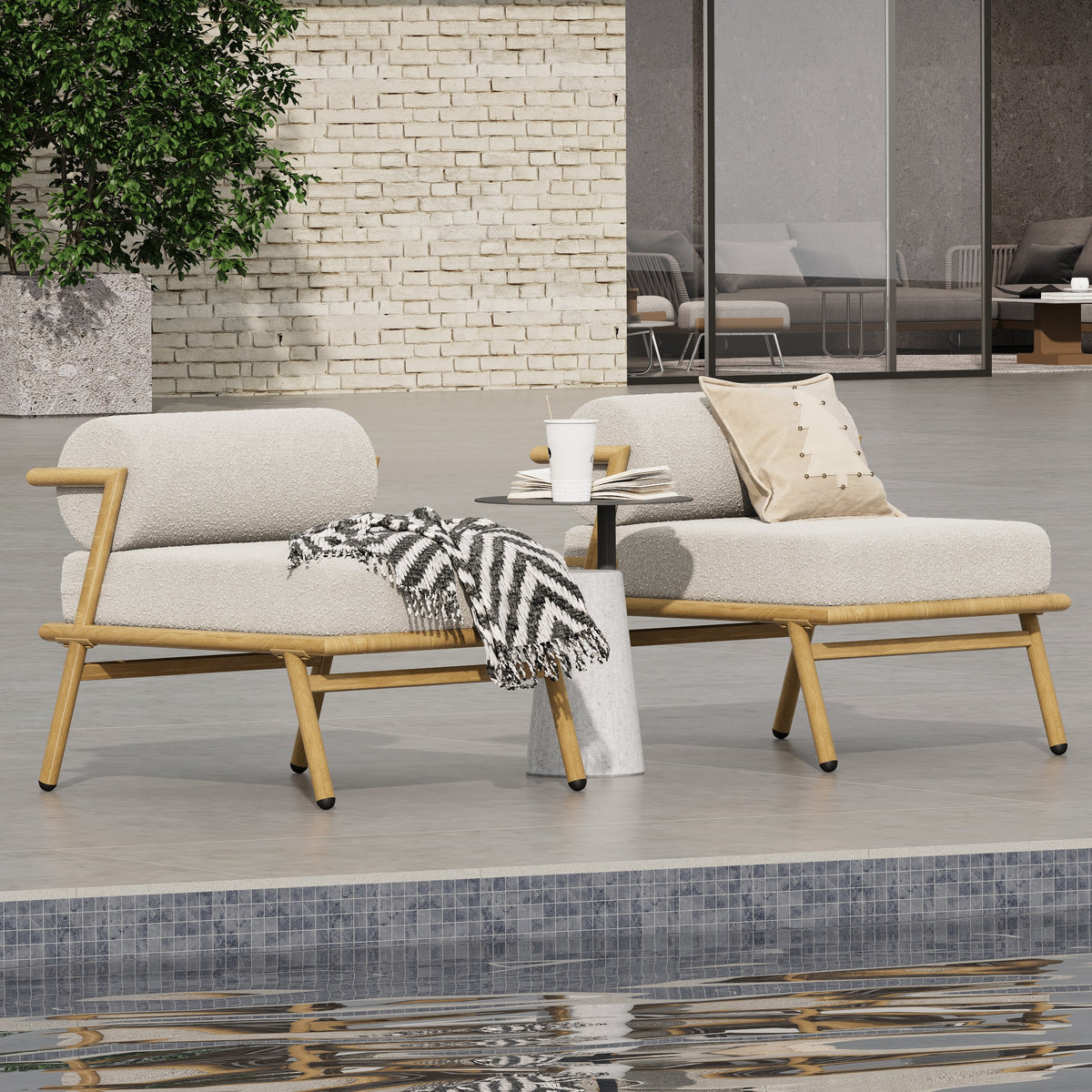 La Fiora Outdoor Patio Teak Finished Iron Club Chair