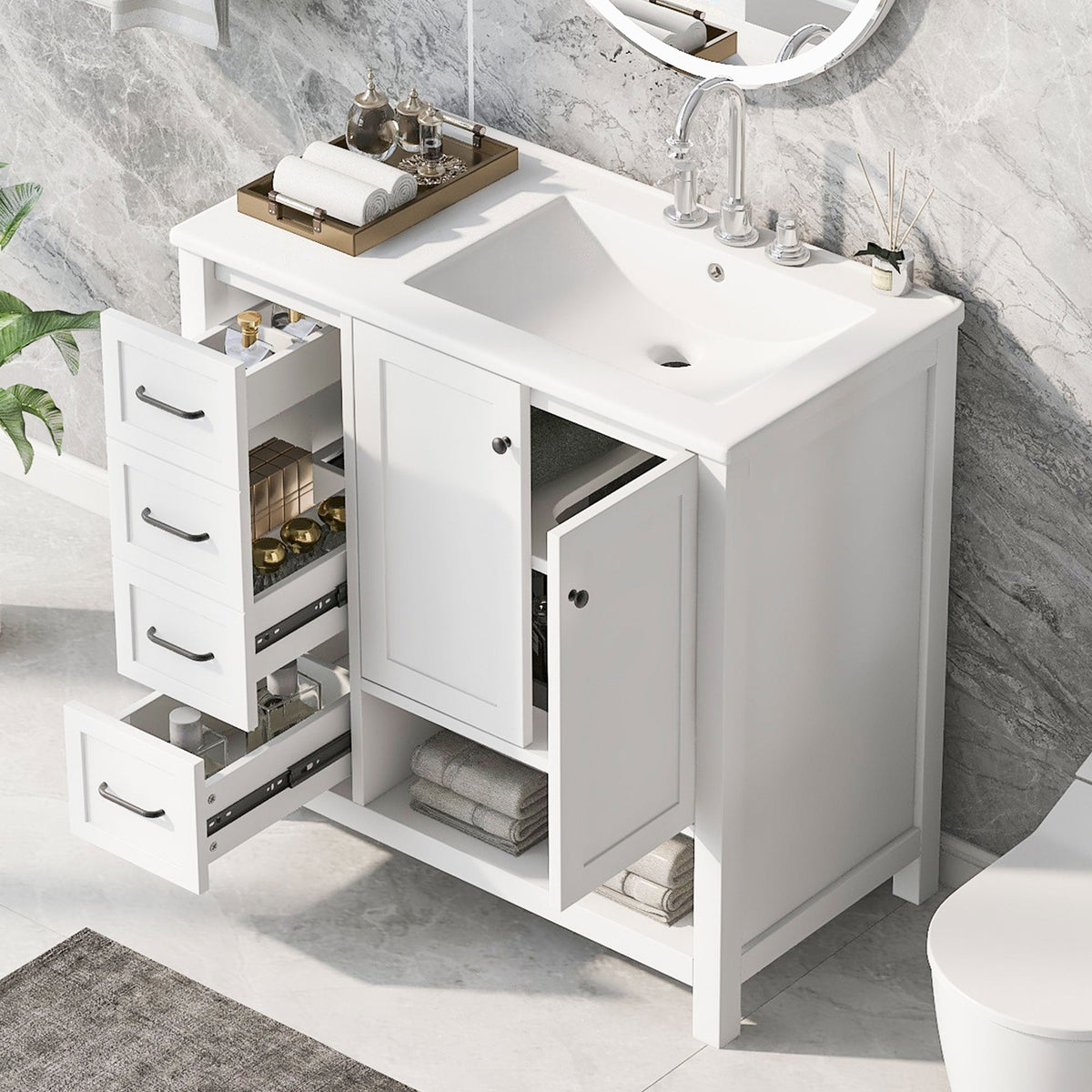 36" Bathroom Vanity with Sink Top