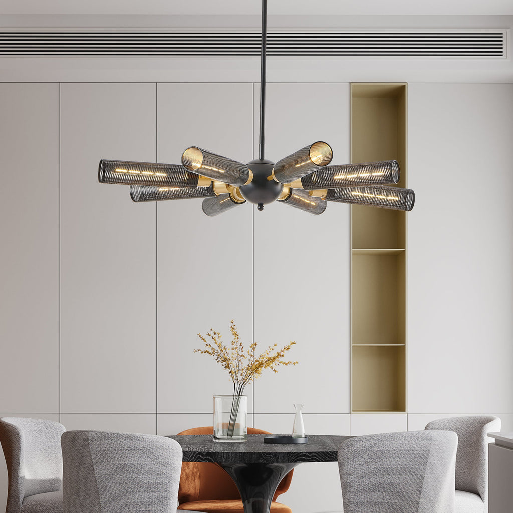 34" Modern Industrial Sputnik Chandelier, 8-Light