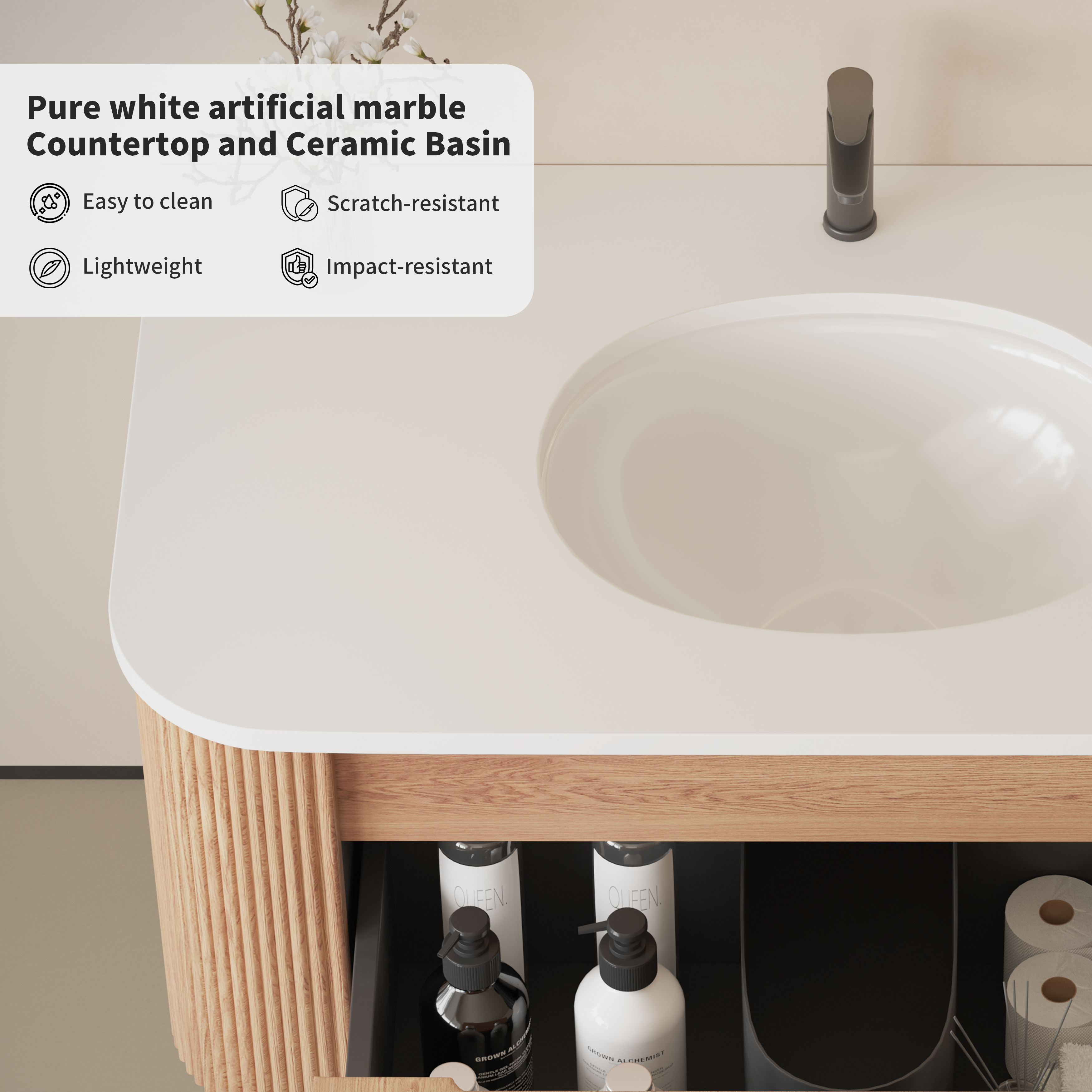 Arcora 30 Inch Wall Mounted Bathroom Vanity with Sink