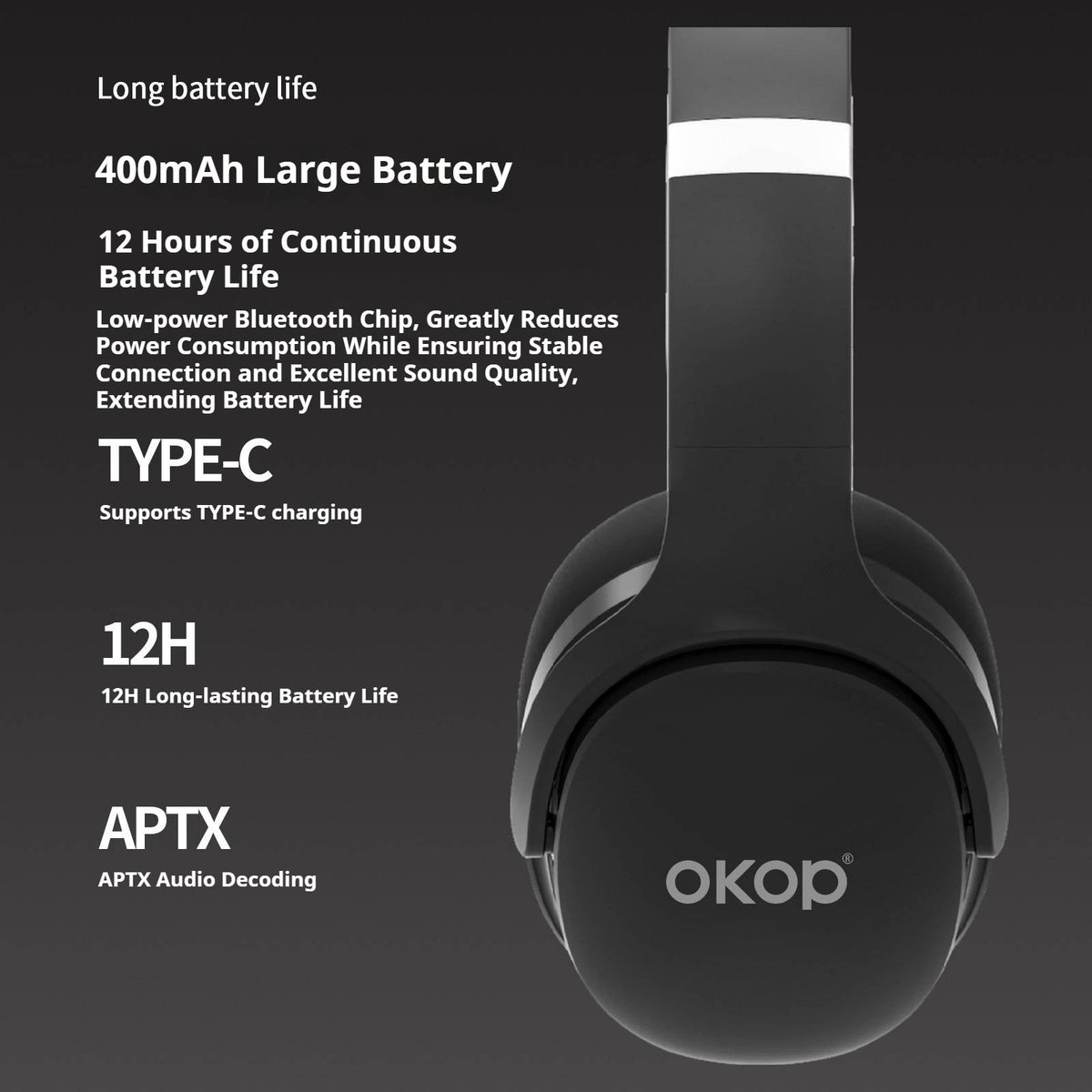 KP-H101 Best-Selling In-Stock Over-Ear Bluetooth Noise-Canceling Headphones Waterproof Sweatproof Sports Ready Ultra-Long Battery Life Low-Latency Gaming