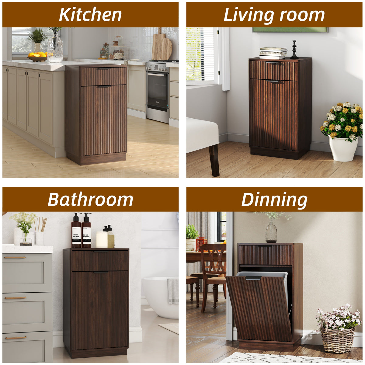 10-Gallon Woodgrain Tilt-Out Trash Can Cabinet