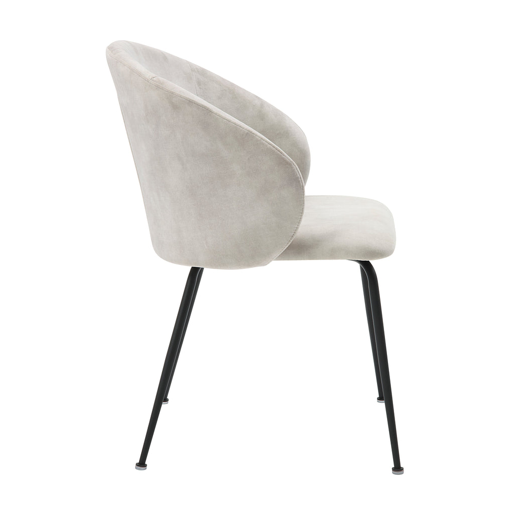 Beige Velvet Fabric Upholstery Side Chairs 2pc Set