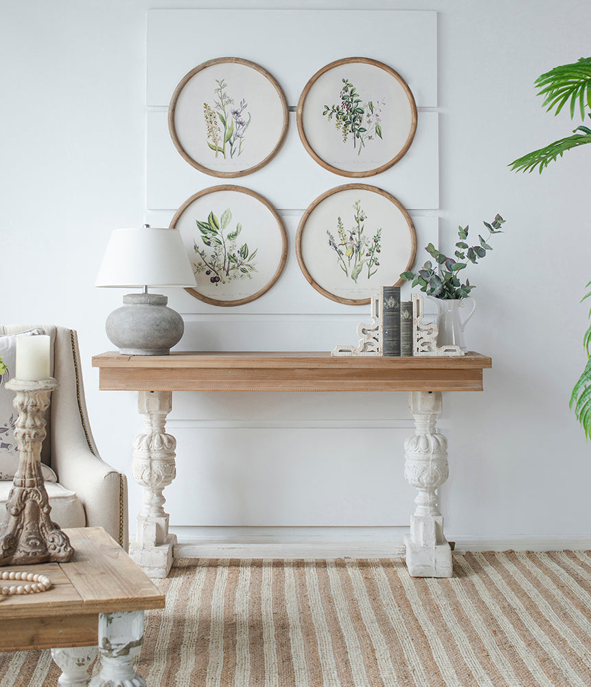 Flora Print Round Frame Set of 4