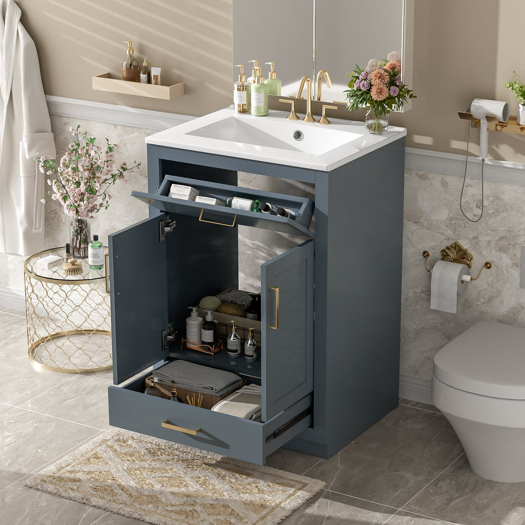 24" Bathroom Vanity with Integrated Ceramic Sink