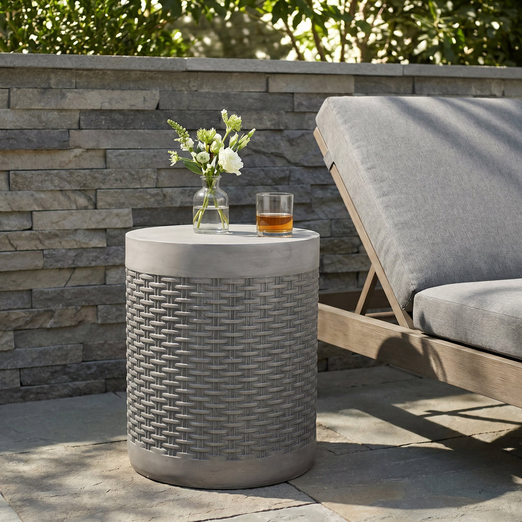 Outdoor Lightweight Round Concrete End Table