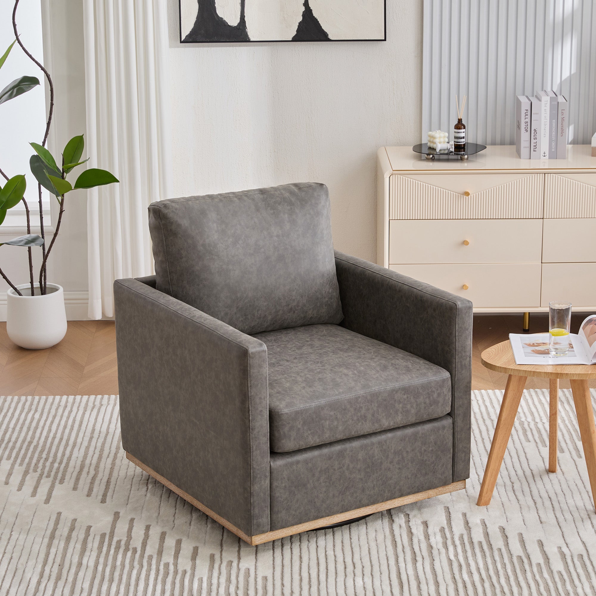 30.7"W Upholstered Square Swivel Accent Chair