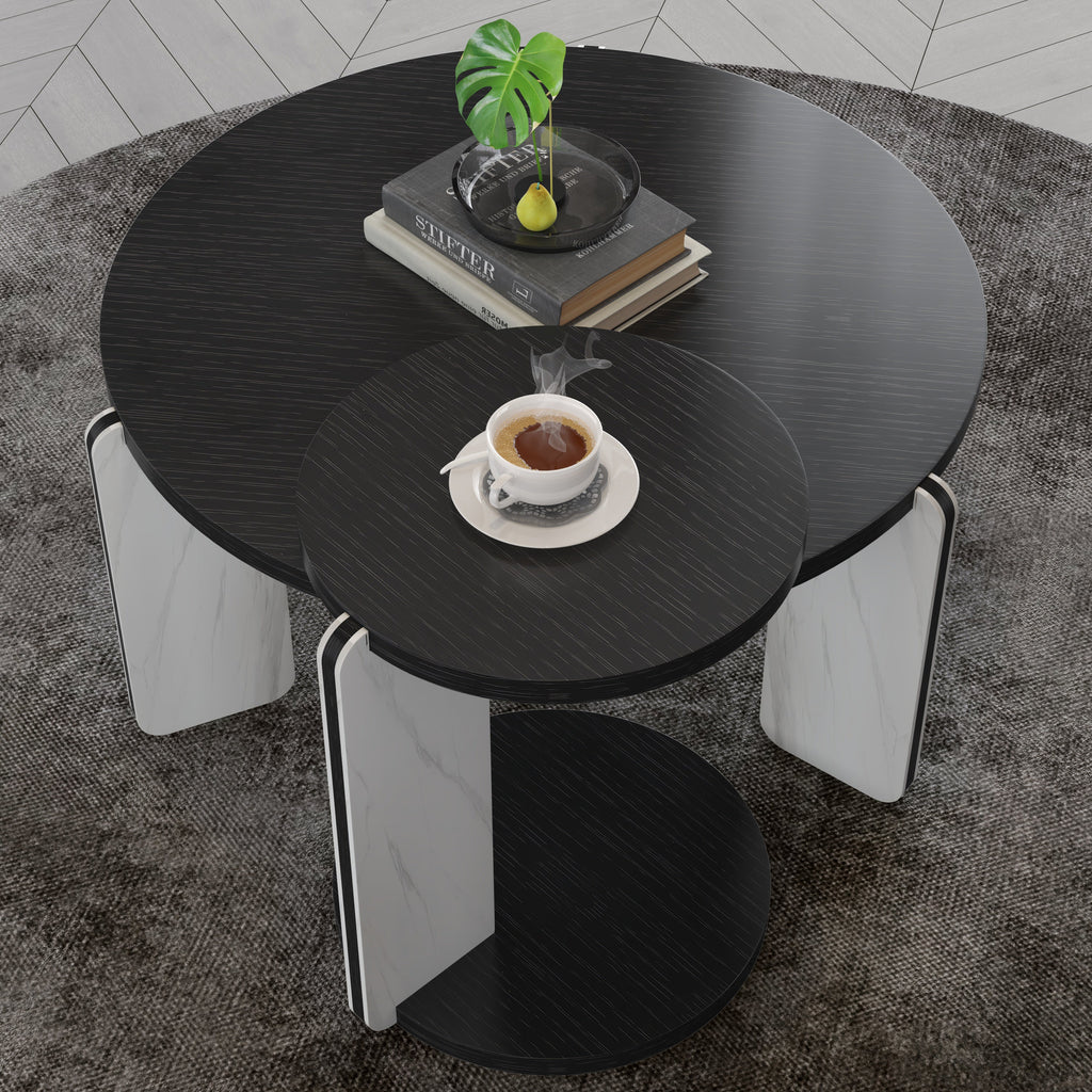 32.68" & 16.93" Round Coffee Table Set