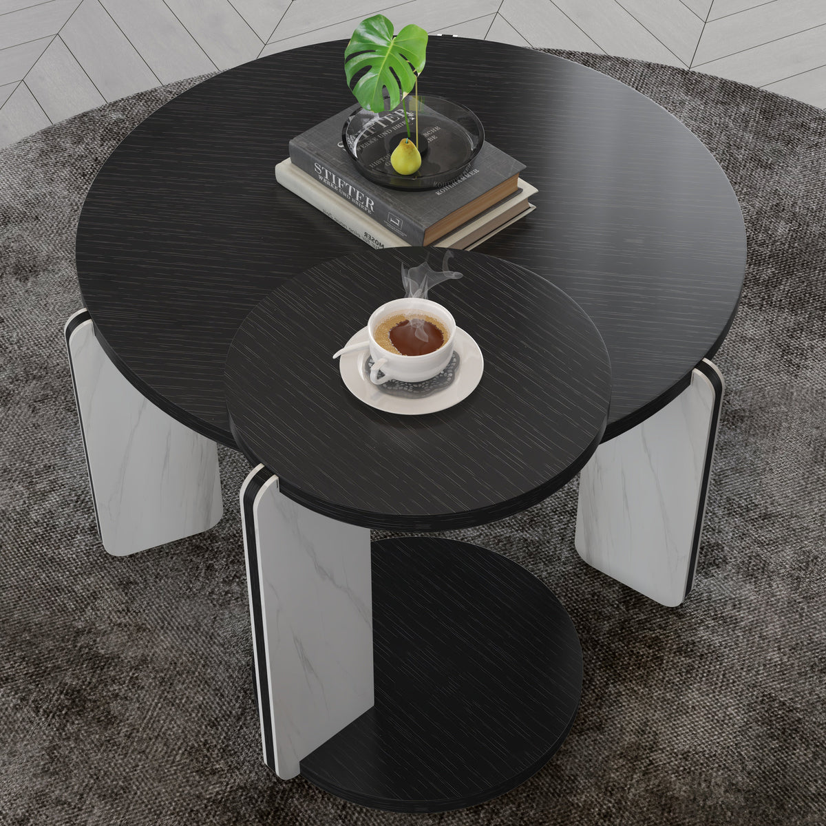 32.68" & 16.93" Round Coffee Table Set