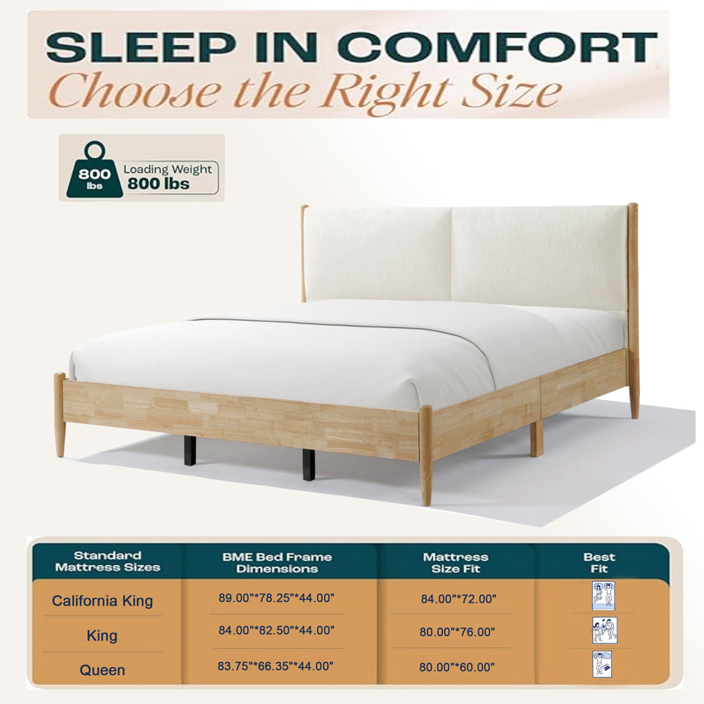 King Natural Wood Bed Frame