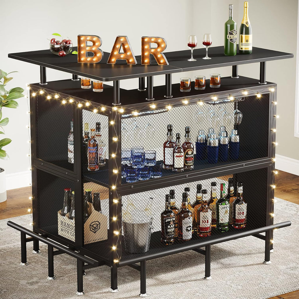 36” x 48” L-Shaped Home Bar Unit with Footrest