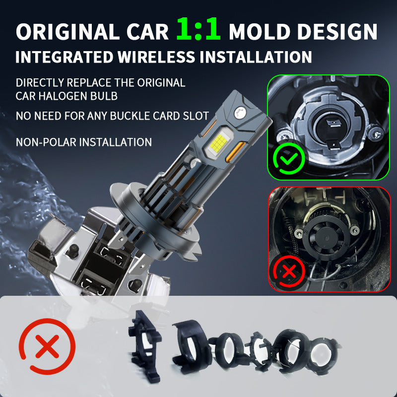 Cross Border Exclusive Supply Of Direct Plug In Laser Car Led Headlights H7H1H1 High Brightness Integrated Wireless Installation Car Headlights