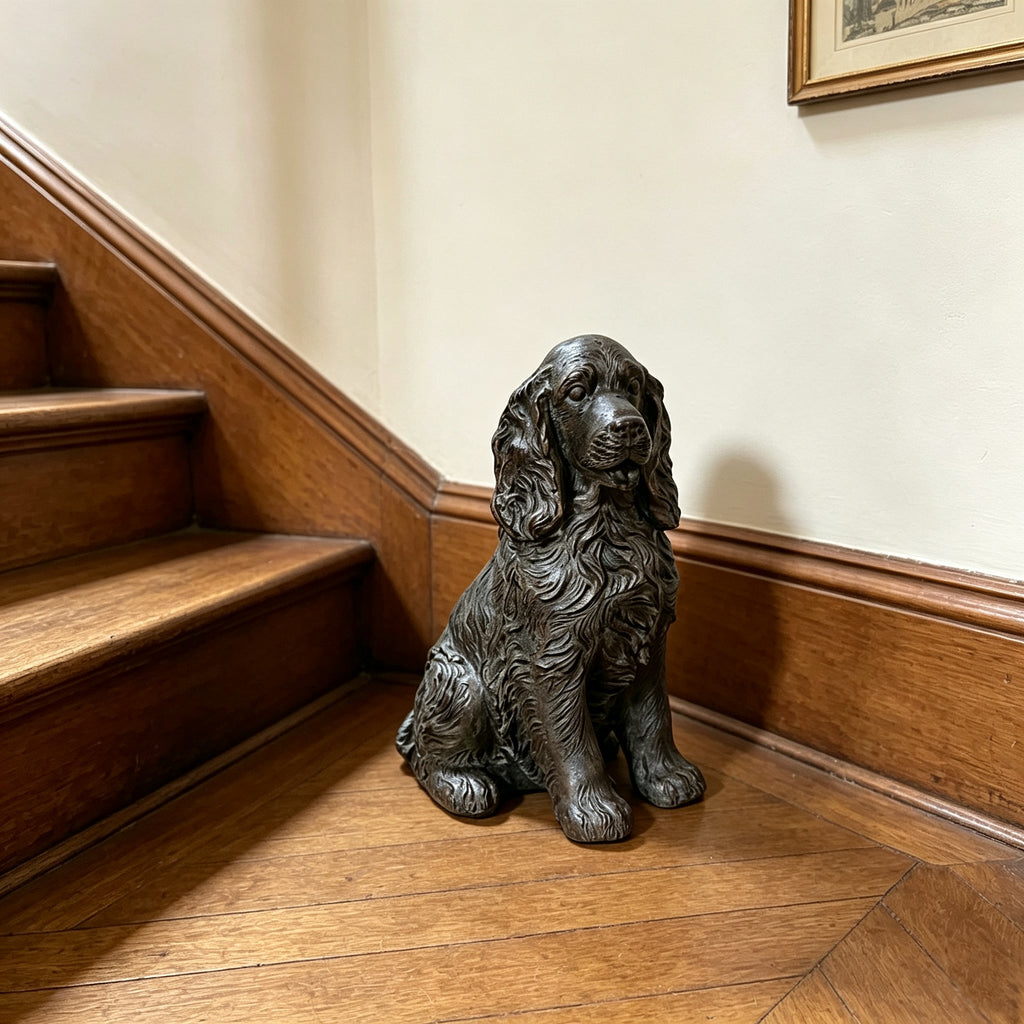 18'' Antique Finish Realistic Sitting Cocker Spaniel Dog Statue