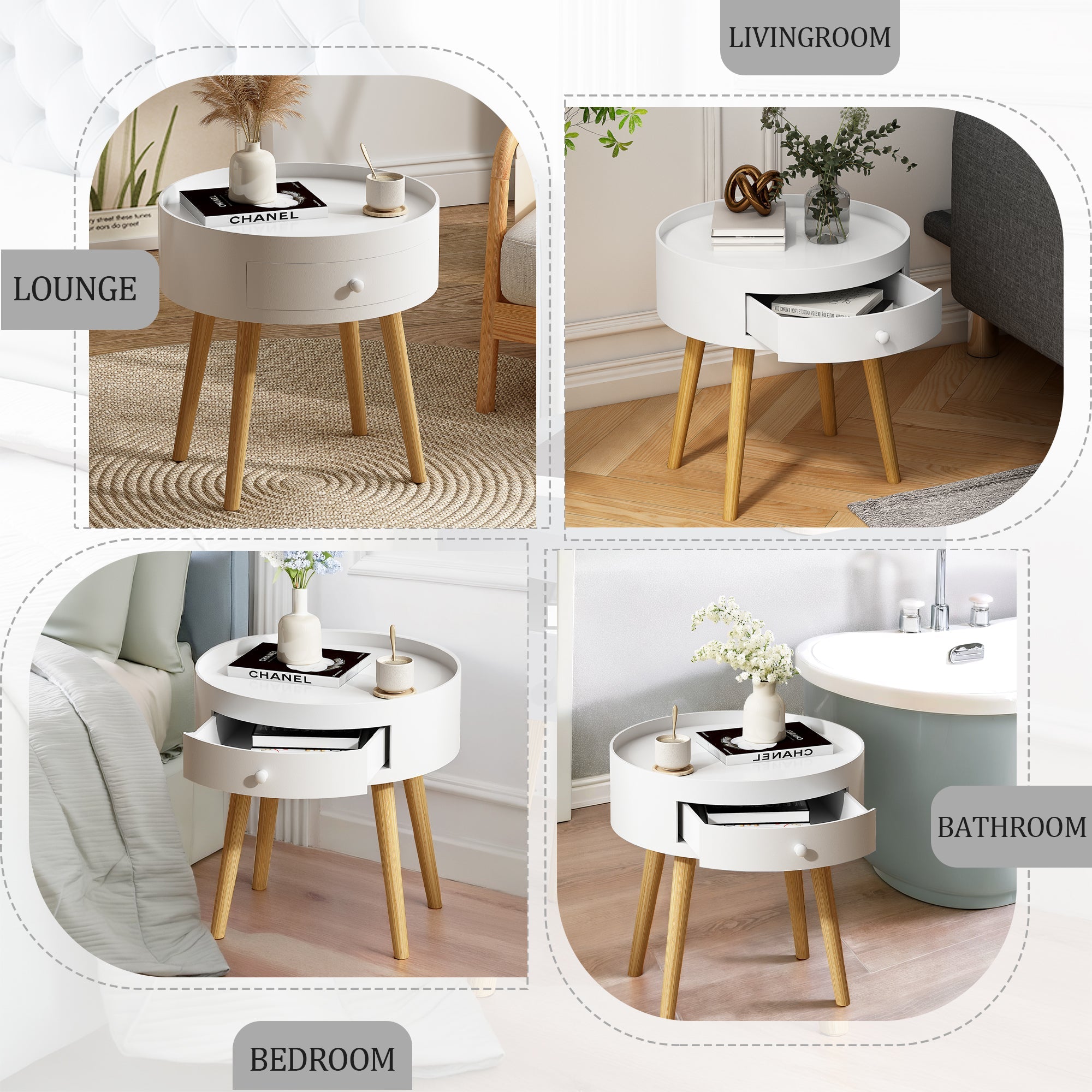18"H Nightstand with Storage Drawer