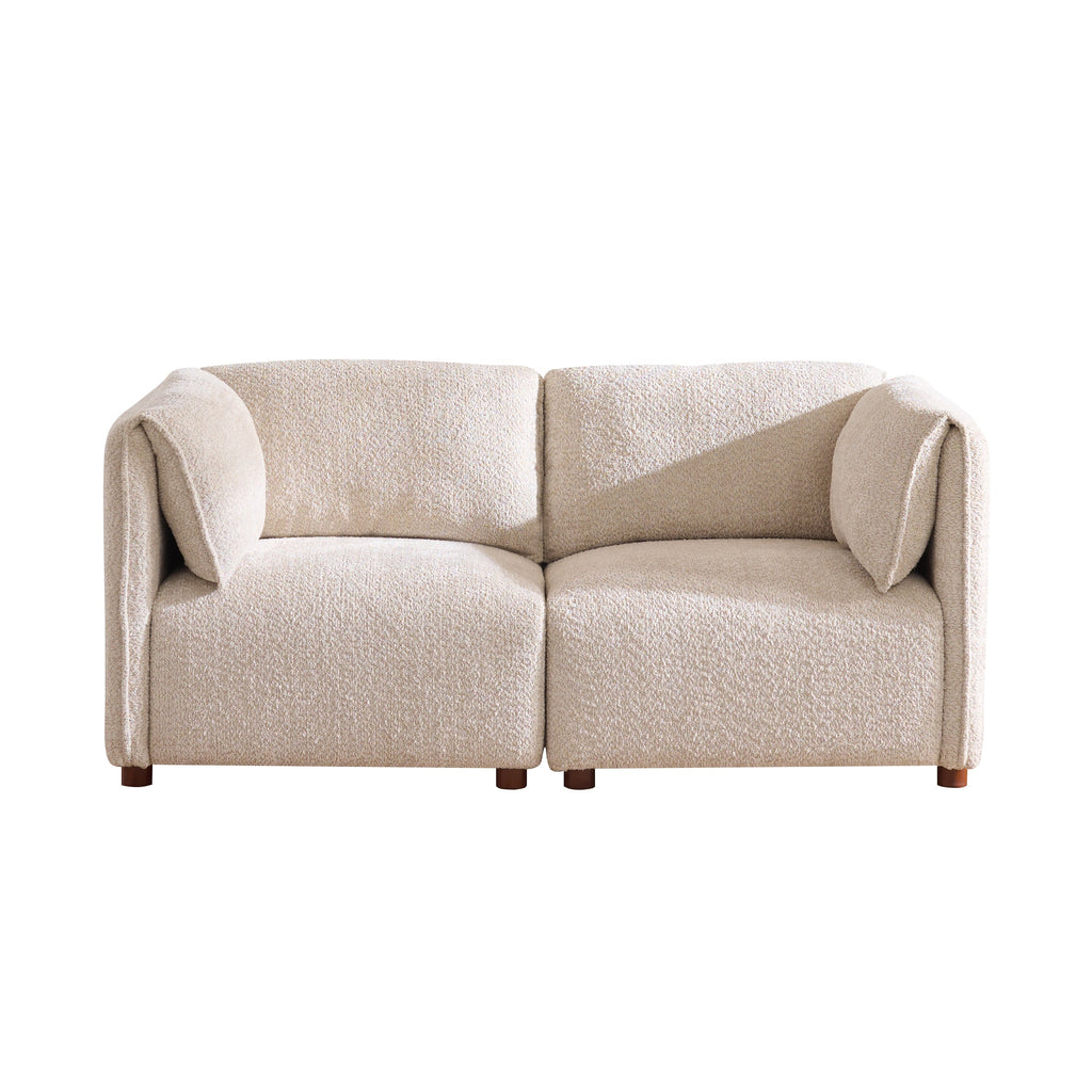 Aura 126 in. 5-Piece L Shaped Boucle Modular Sectional Sofa