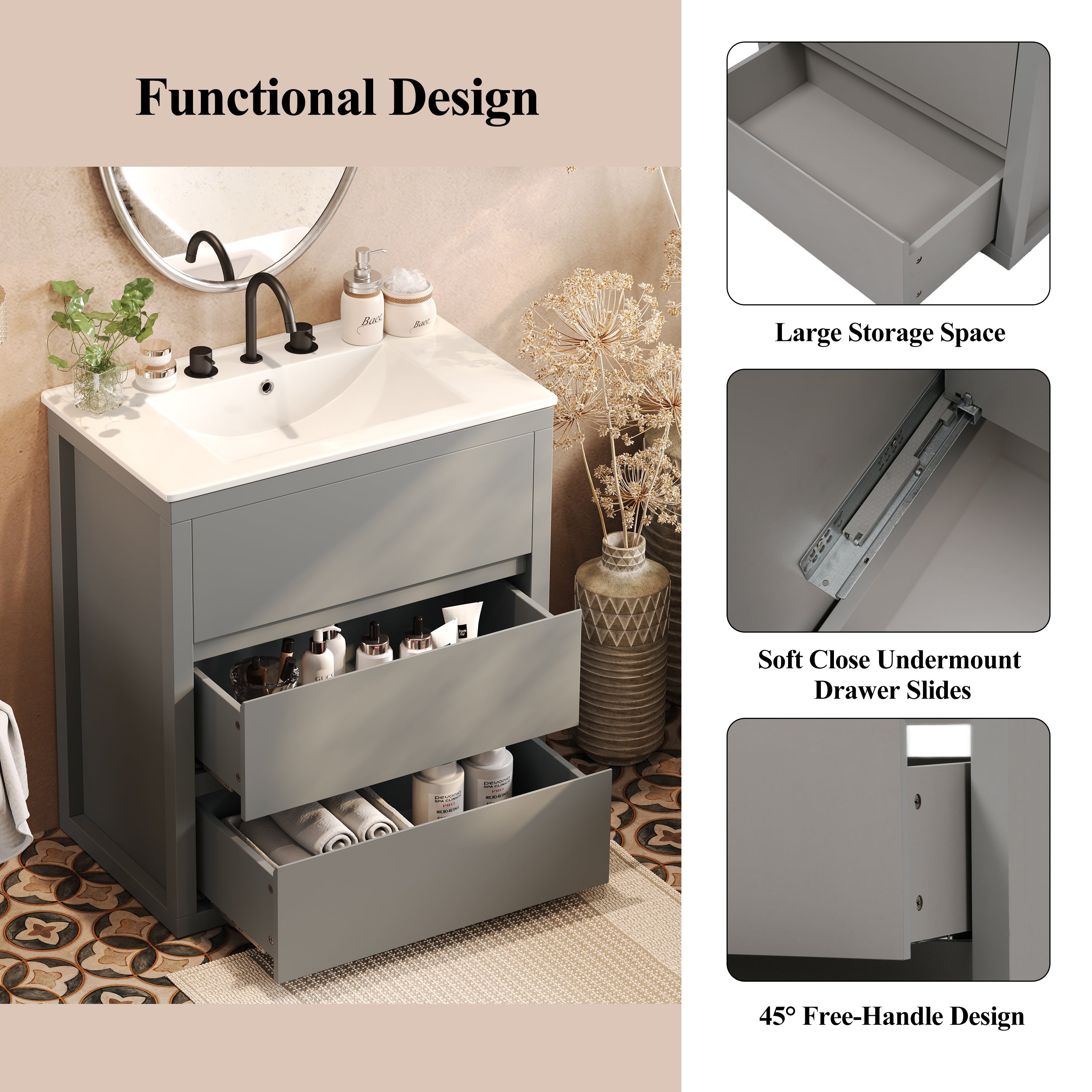60" Double Sinks Bathroom Vanity Set