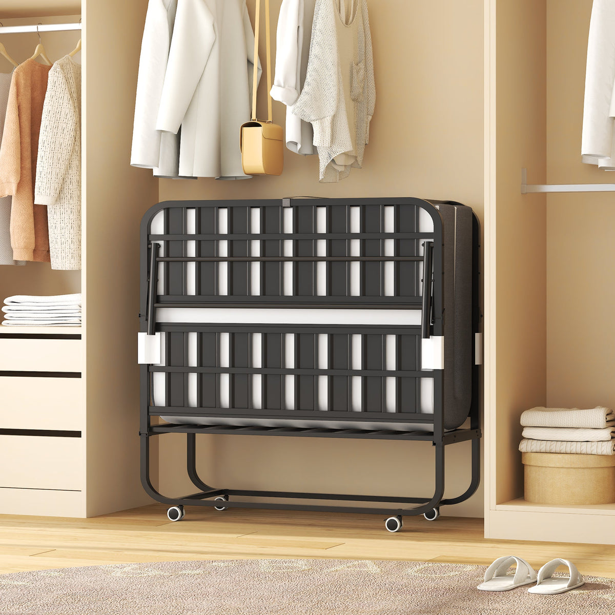 75"x46" Wide Folding Bed with Adjustable Headboard