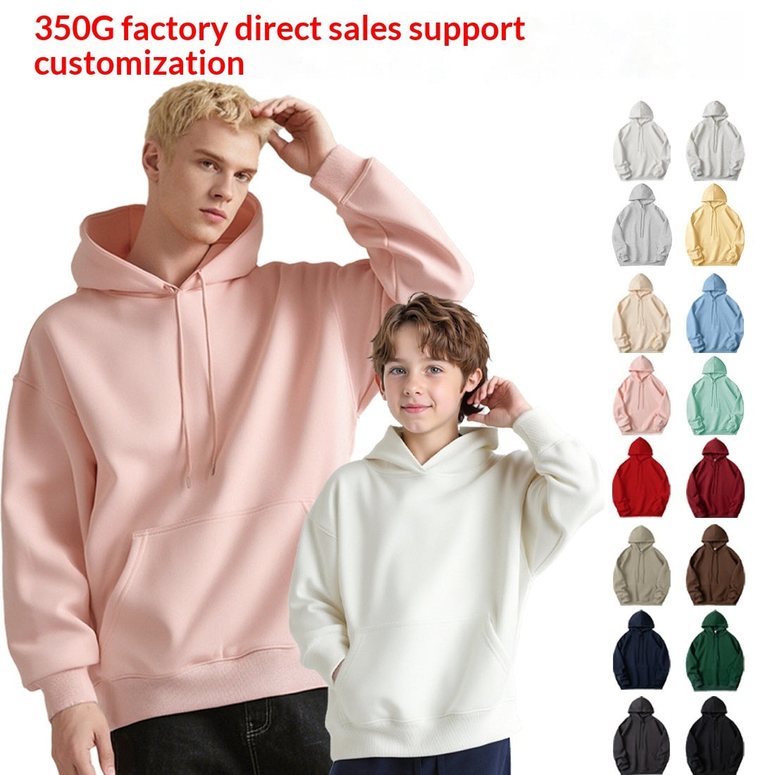 Hooded Pocket Pullover Sweatshirt Parent-Child Style
