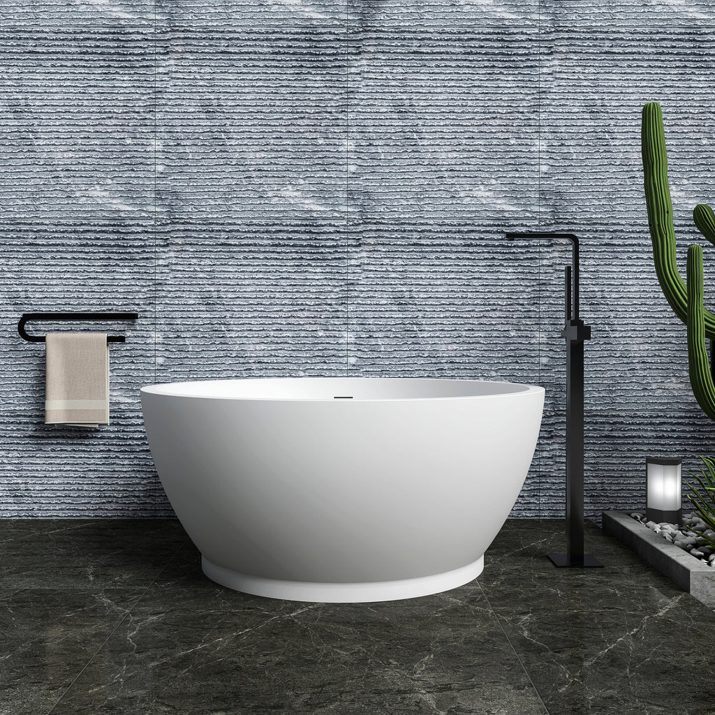 52.7 Inch Round Freestanding Solid Surface Soaking Bathtub