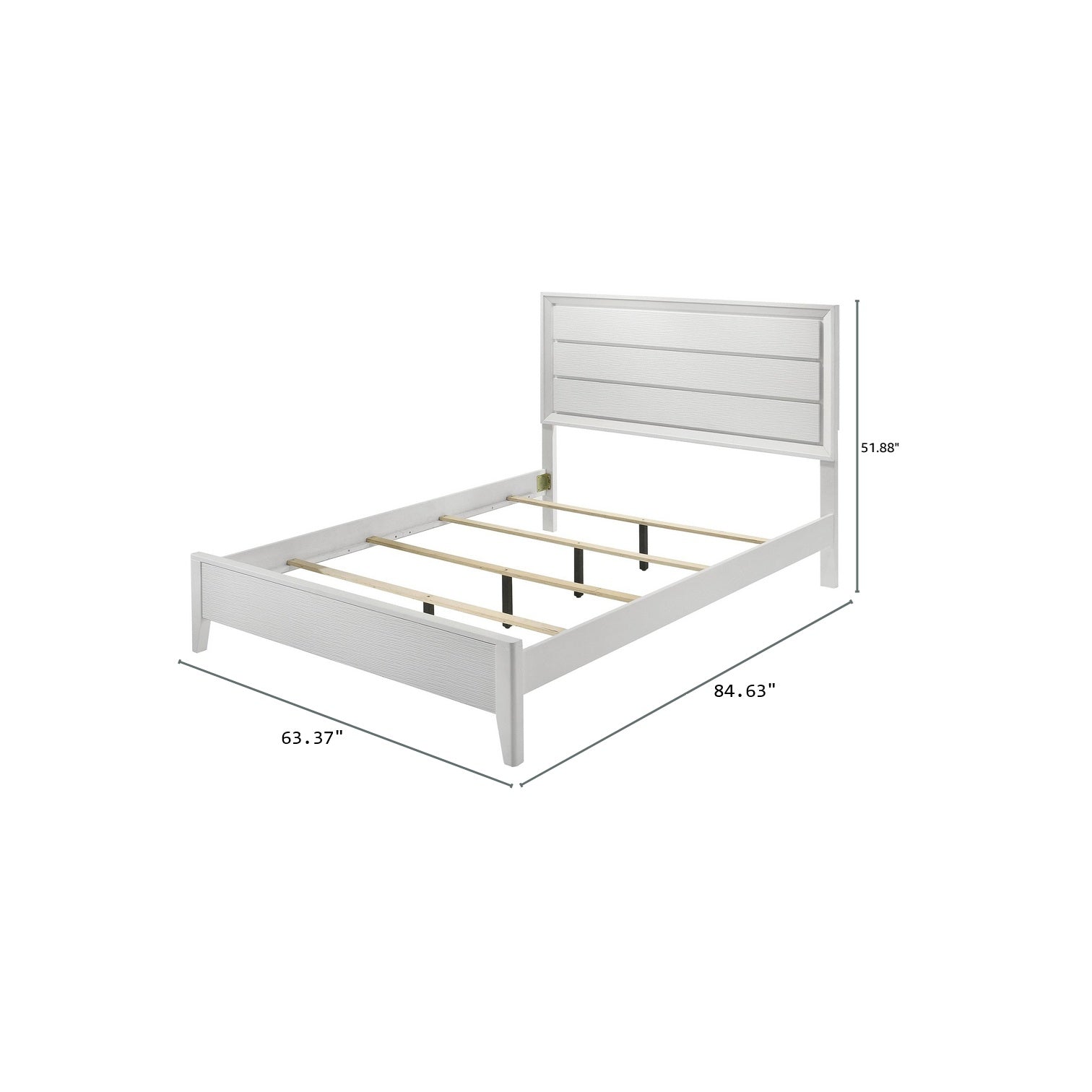 White Queen Size Bed Panel Headboard with Wave Texture