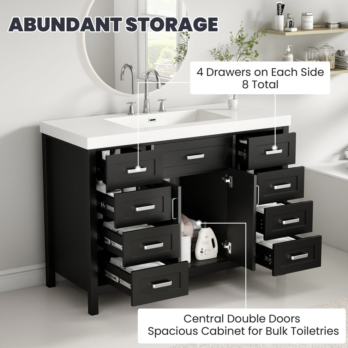 47" Bathroom Vanity without Sink, Cabinet Only